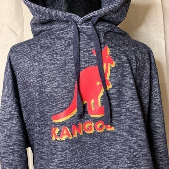 Kangol Logo Hoodie Mens Sweatshirt Heather Navy Blue sz L - Picture 2 of 8